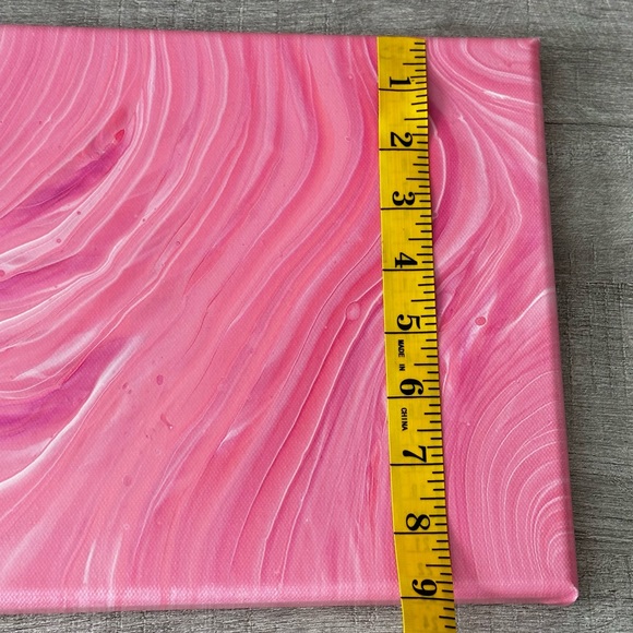 9x12 Painting Abstract Acrylic Fluid Pour Art on gallery wrapped Canvas pink - Picture 13 of 15